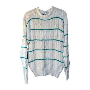 Atlantique Women's L Cable Knit Nautical Quiet Luxury Fisherman Sweater VTG